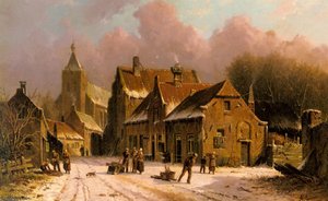 A Village In Winter — Adrianus Eversen