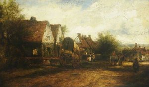 A Village Scene With Figures — Frederick Waters (william) Watts