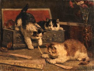 Kittens Playing In The Jewel — Charles Van Den Eycken