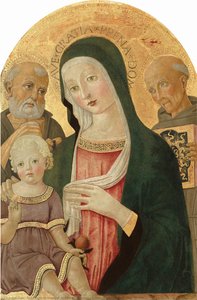 Madonna And Child With Saint Jerome And Saint Bernardino Of Siena — Benvenuto Di Giovanni Di Meo Del Guasta