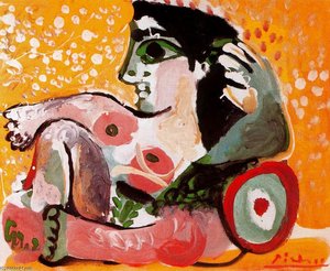 Naked Woman Resting On Cushions — Pablo Picasso, Cubist Style