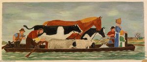 Early Settlers Crossing a River (mural study, St. Joseph, Missouri Post Office and Courthouse)