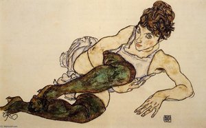 Reclining Woman With Green Stockings (adele Harms) — Egon Schiele