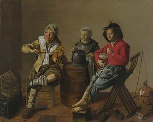 Two Boys And A Girl Making Music — Jan Miense Molenaer