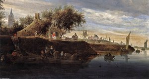 Ferry Near Gorinchem (detail) — Jacob Salomonsz Ruysdael