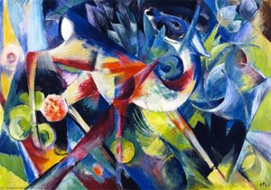 Ciervo En Un Jardín De Flores (también Conocido Como Ciervo En Un Jardín) — Franz Marc, Expressionism