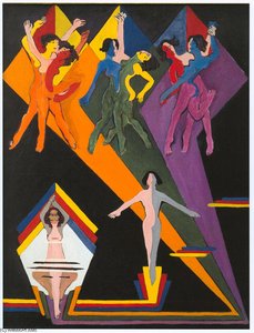 Dancing Girls In Colourful Rays — Ernst Ludwig Kirchner, Expressionism
