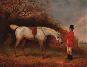 A Huntsman With His Grey Hunter — Edward Benjamin Herberte