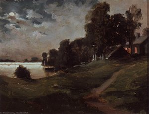 Villa At Haikko In The Moonlight — Albert Edelfelt, Realist Impressionism