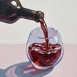 Pouring Burgundy Through Thick Impasto Strokes