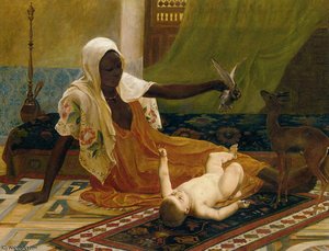 A New Light in the Harem - Oil on Canvas -