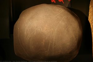 Fine-lined rock engraving of an antelope