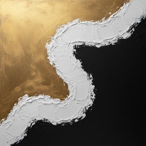 Golden Serpentine Tension: A Monumental Study In Gilded Chaos And Midnight Impasto — David Moreau, Plaster & Texture Art