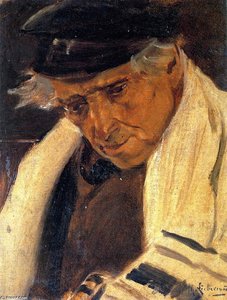 Study Head Of A Man (also Known As Sephardic Jew With A Prayer Shawl, Facing Left) — Max Liebermann, Impressionism