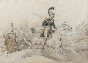 A Colonel On Horseback Leading His Soldiers — Eugene Louis Lami