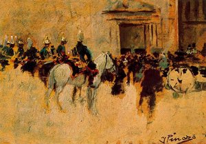 The Mounted Guard — Ignacio Pinazo Camarlench, Impressionism