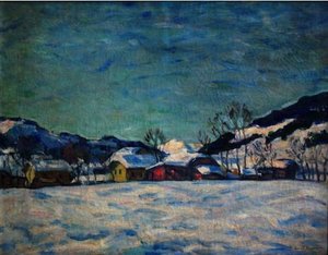 Village In Winter Landscape