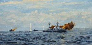 HMS 'Orion' Bombarding a Coast