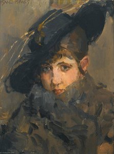 A Lady In A Hat With A Fur Collar — Isaac Lazarus Israels