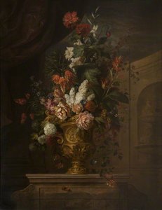 Flowers In A Sculpted Vase — Jakab Bogdány