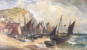 The Old East Cliff, Hastings, East Sussex, Herring Season — William Henry Borrow