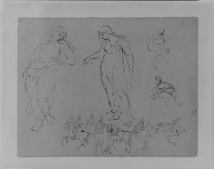 Four Draped Figures; Six Equestrian Figures — Thomas Sully