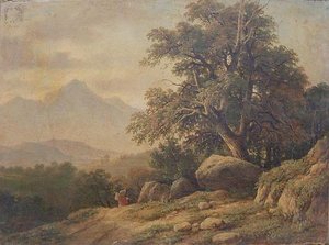 Paysage Montagneux Avec Personnage — Louis Auguste Lapito