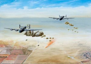 First Parachute Drop In The Middle East Of 75mm Howitzers Of 53rd Airlanding Light Regiment Royal Artillery, December 1946 — David Anthony Le Cheminant