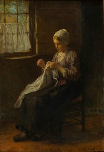 The Young Seamstress — Jozef Israëls, Impressionistic Realism
