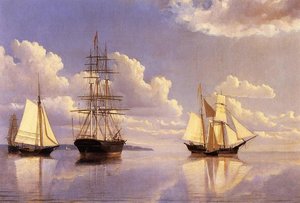The Kennebec River, Waiting For Wind And Tide — William Bradford