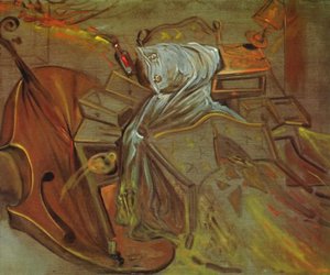 Bed And Two Bedside Tables Ferociously Attacking A Cello — Salvador Dalí, Surrealism