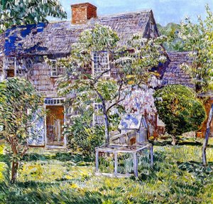 Old Mulford House, East Hampton — Frederick Childe Hassam, Impressionist Landscape Painting