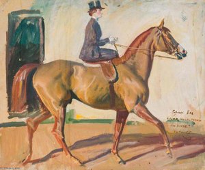 Study For 'our Mutual Friend The Horse', Lady Munnings On 'rufus' — Sir Alfred James Munnings, British Impressionism