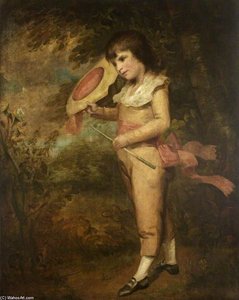 Small Boy In Pink Holding A Hat — Sir William Beechey
