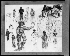 Street Scene And Man In Historic Costume; Verso. Study Sheet — James Ensor