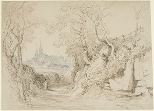 Landscape With Litchfield Cathedral In The Background — David Cox