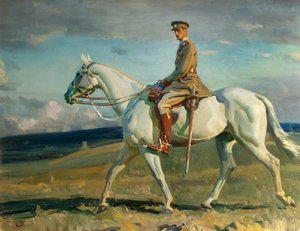 'grey Lady' Riden By Sir Eric Bonham — Sir Alfred James Munnings, Impressionistic Landscape