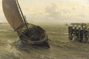 Eaving The Buitenhaven In Full Sail, Veere — Willem Bastiaan Tholen