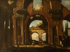 A Capriccio Of Classical Ruins With Figures — Viviano Codazzi