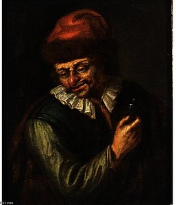 A Laughing Man Holding A Bottle — Adriaen Van Ostade