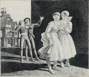 Two Maidens And Street Singers — Rockwell Kent