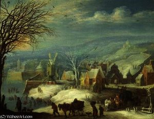 Winter Landscape With Numerous Figures — Carlo Innocenzo Carlone
