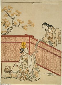 Burning Autumn Leaves — Suzuki Harunobu, Ukiyo-e
