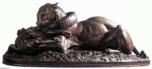 Tiger Devouring a Gavial Crocodile of the Ganges