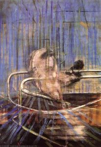 Kriechende Nackte Person Auf Einer Schiene, 1952 — Francis Bacon