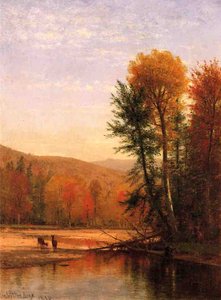 Deer In An Autumn Landscape — Thomas Worthington Whittredge, Hudson River School