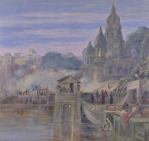 Die Verbrennungsgänge. Benares. Indien. Oktober 1878 — Marianne North