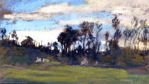 El Prado Bordeado De Árboles — Claude Monet