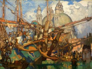 Venice Santa Maria, Through Rigging — Frank Brangwyn