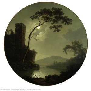 Lake With Castle On A Hill — Joseph Wright Of Derby, Romanticism